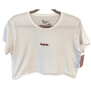 444 Angel Number White Graphic Crop T-Shirt - Size Large